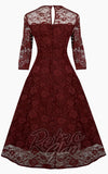 Dolly and Dotty Madeline Lace Dress in Burgundy detail back Dolly and Dotty Madeline Lace Dress in Burgundy detail back