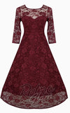 Dolly and Dotty Madeline Lace Dress in Burgundy detail front Dolly and Dotty Madeline Lace Dress in Burgundy detail front
