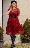 Dolly and Dotty Madeline Lace Dress in Burgundy model Dolly and Dotty Madeline Lace Dress in Burgundy model
