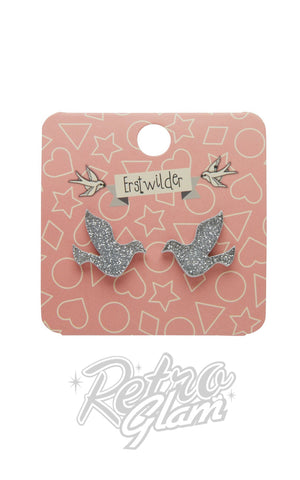 Erstwilder Christmas Essential Earrings studs silver doves Erstwilder Christmas Essential Earrings studs silver doves
