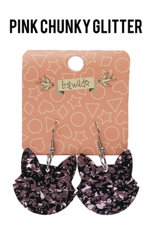 Erstwilder Essentials Solid Cat Head Drop Earrings Erstwilder Essentials Solid Cat Head Drop Earrings