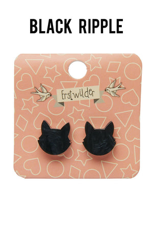 Cat Head Stud Earrings