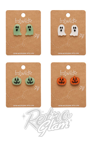 Erstwilder All Hallows' Eve Stud Earrings 1 - Pumpkins left only