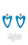 Erstwilder Essentials Statement Heart Drop Earrings aqua blue