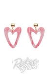 Erstwilder Essentials Statement Heart Drop Earrings pink marble