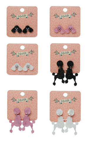 Erstwilder Essentials Poodle Earrings - Black Studs Left only Erstwilder Essentials Poodle Earrings - Black Studs Left only