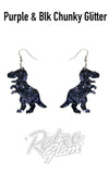 erstwilder Tyrannosaurus Drop Earrings purple glitter erstwilder Tyrannosaurus Drop Earrings purple glitter
