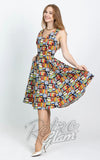 Eva Rose Misses Dress in Book Print 50s