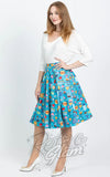 Eva Rose Skirt in Blue Kitchen Print swing