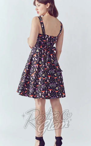 Eva Rose Sweetheart Dress in Lavendar Mushroom Print back Eva Rose Sweetheart Dress in Lavendar Mushroom Print back