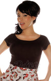 Retrolicious Boat Neck Top in Black rockabilly Retrolicious Boat Neck Top in Black rockabilly