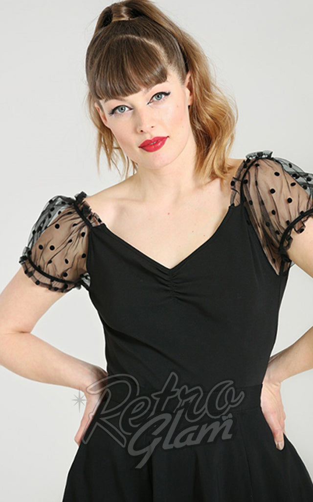 Hell Bunny Amandine Top in Black - M left only