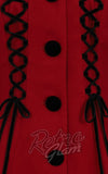 Hell Bunny Amaya Coat in Burgundy front detail Hell Bunny Amaya Coat in Burgundy front detail