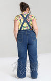 Hell Bunny Betty Bee Medium Blue Denim Dungarees - XS left only
