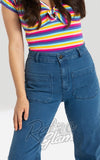Hell Bunny Birkin Medium Blue Denim Jeans detail Hell Bunny Birkin Medium Blue Denim Jeans detail