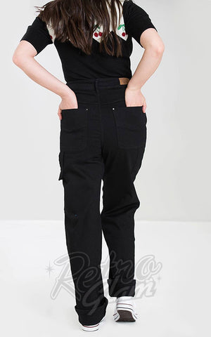 Hell Bunny Carpenter Black Denim Jeans back