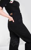 Hell Bunny Carpenter Black Denim Jeans side Hell Bunny Carpenter Black Denim Jeans side
