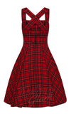 Hell Bunny Irvine Red Tartan Pinafore Dress Detail Back Hell Bunny Irvine Red Tartan Pinafore Dress Detail Back