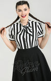 Hell Bunny Juno Tie Blouse in Black & White Stripe Hell Bunny Juno Tie Blouse in Black & White Stripe