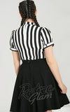 Hell Bunny Juno Tie Blouse in Black & White Stripe back Hell Bunny Juno Tie Blouse in Black & White Stripe back