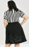 Hell Bunny Juno Tie Blouse in Black & White Stripe curvy back Hell Bunny Juno Tie Blouse in Black & White Stripe curvy back