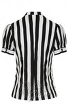 Hell Bunny Juno Tie Blouse in Black & White Stripe detail back