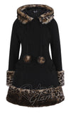 Hell Bunny Leopard Trim Leah Jane Coat detail Hell Bunny Leopard Trim Leah Jane Coat detail