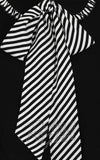 Hell Bunny Leslie Blouse in Black with B & W Stripe Trim victorian Hell Bunny Leslie Blouse in Black with B & W Stripe Trim victorian