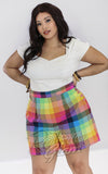 Hell Bunny Rainbow Gingham Lucia Shorts curvy Hell Bunny Rainbow Gingham Lucia Shorts curvy