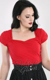 Hell Bunny Mia Top in Red pinup detail Hell Bunny Mia Top in Red pinup detail