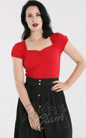 Hell Bunny Mia Top in Red pinup Hell Bunny Mia Top in Red pinup