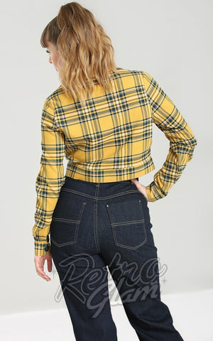 Hell Bunny Wither Jacket in Yellow Plaid back Hell Bunny Wither Jacket in Yellow Plaid back