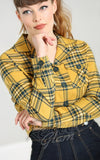 Hell Bunny Wither Jacket in Yellow Plaid detail Hell Bunny Wither Jacket in Yellow Plaid detail