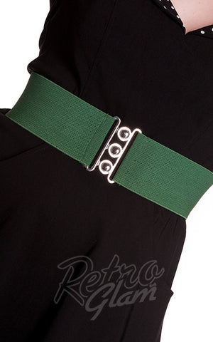 Hell Bunny Retro stretch Belt in Green Hell Bunny Retro stretch Belt in Green