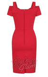 Hell Bunny Helena Pencil Dress in Red back Hell Bunny Helena Pencil Dress in Red back