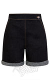 Hell Bunny Yaz Navy Denim Shorts rockabilly Hell Bunny Yaz Navy Denim Shorts rockabilly