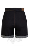 Hell Bunny Yaz Navy Denim Shorts detail back Hell Bunny Yaz Navy Denim Shorts detail back