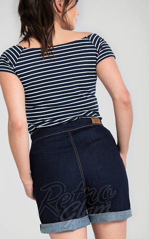 Hell Bunny Yaz Navy Denim Shorts back Hell Bunny Yaz Navy Denim Shorts back