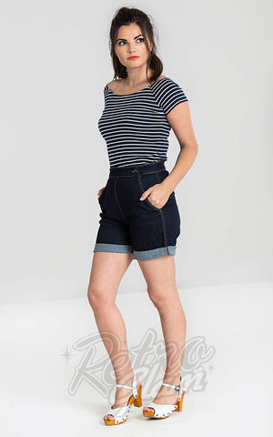 Hell Bunny Yaz Navy Denim Shorts Hell Bunny Yaz Navy Denim Shorts