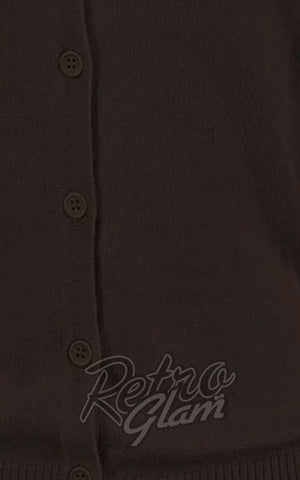 Mak 3/4 Sleeve Crewneck Cardigan in Brown fabric Mak 3/4 Sleeve Crewneck Cardigan in Brown fabric