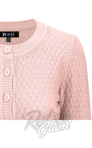 Mak Textured Cardigan in Blush Pink detail Mak Textured Cardigan in Blush Pink detail