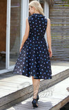 Miss Lulo Jani Dress in Black Planets Print back Miss Lulo Jani Dress in Black Planets Print back
