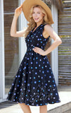 Miss Lulo Jani Dress in Black Planets Print detail Miss Lulo Jani Dress in Black Planets Print detail