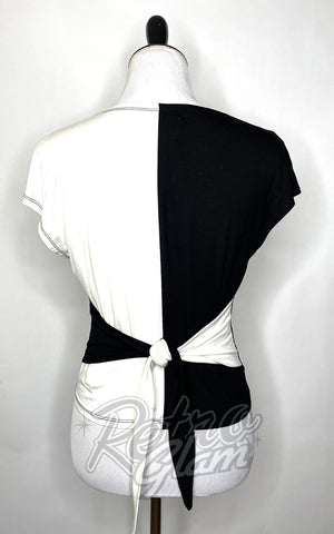 The Oblong Box MCM Scaredy Cat Top in White & Black back The Oblong Box MCM Scaredy Cat Top in White & Black back