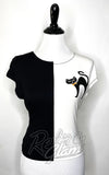 The Oblong Box MCM Scaredy Cat Top in White & Black kitsch The Oblong Box MCM Scaredy Cat Top in White & Black kitsch