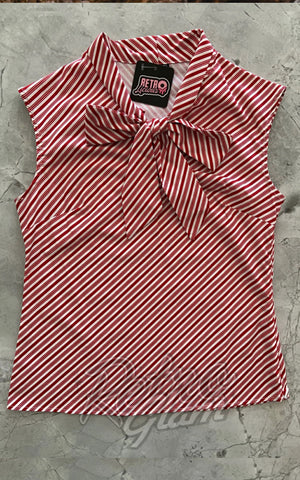 Retrolicious Bow Top in Candy Cane Stripe Retrolicious Bow Top in Candy Cane Stripe
