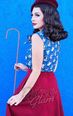 Retrolicious Bow Top in Chilly Days Print back Retrolicious Bow Top in Chilly Days Print back