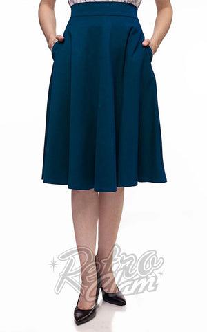 Retrolicious Charlotte Skirt in Blue - 2XL & 3XL left only Retrolicious Charlotte Skirt in Blue - 2XL & 3XL left only