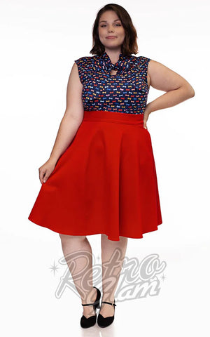 Retrolicious Charlotte Skirt in Red plus sized Retrolicious Charlotte Skirt in Red plus sized