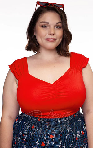 Retrolicious Isabel Top in Red plus sized Retrolicious Isabel Top in Red plus sized